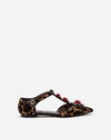 DOLCE & GABBANA BALLET FLATS IN VELVET STITCH WITH EMBROIDERIES