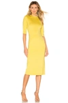 Alice And Olivia Delora Fitted Mock-neck Midi Dress In Canary