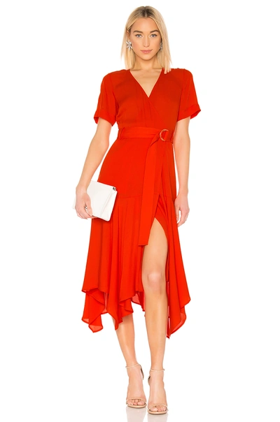 A.l.c Claire Belted Handkerchief Silk Dress, Red In Poppy