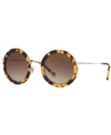 Miu Miu Round Metal Gradient Sunglasses In Light Havana/brown Gradient