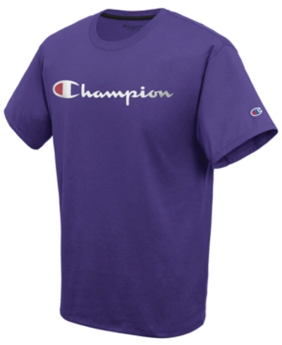 Champion Men's Script Logo T-shirt In Purple