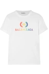 BALENCIAGA LAURIER EMBROIDERED ORGANIC COTTON-JERSEY T-SHIRT