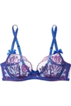 AGENT PROVOCATEUR SPARKLE EMBROIDERED METALLIC TULLE UNDERWIRED BRA