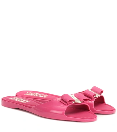 Ferragamo Cirella Bow Slide Sandal In Pink
