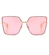 GUCCI SQUARE METAL SUNGLASSES,P00358847