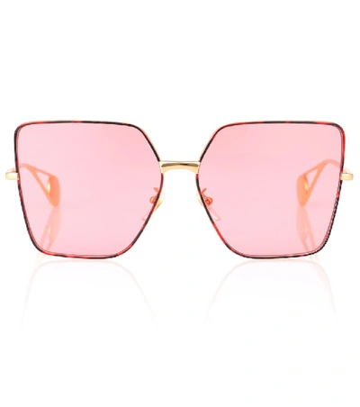 Gucci Fs Evolution Square Metal Sunglasses In Pink