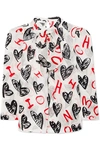 MOSCHINO PUSSY-BOW FLOCKED PRINTED CHIFFON BLOUSE