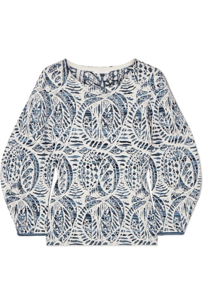 Chloé Ceramique Jacquard 3/4-sleeve Jumper In Blue