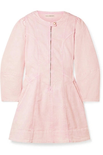 Ulla Johnson Wilona Puff Sleeve Denim Dress In Baby Pink