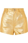 SAINT LAURENT METALLIC CRINKLED-LEATHER SHORTS