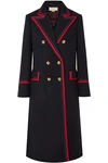 GUCCI GROSGRAIN-TRIMMED WOOL-BLEND COAT