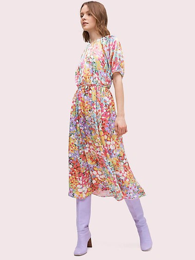 Kate Spade Floral Dots Silk Dress In Multi