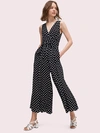 Kate Spade Lia Polka-dot Sleeveless Wide-leg Crop Jumpsuit In Black/ French Cream