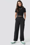 ASTRID OLSEN X NA-KD PINSTRIPE PANTS - BLACK