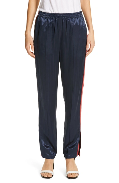 Rag & Bone Ryan Pinstripe Satin Track Pants In Night Blue