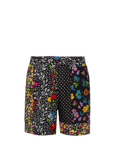 Versace Floral-print Silk-satin Twill Shorts In Multicolor