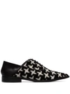 HAIDER ACKERMANN BLACK AND WHITE EMBROIDERED LEATHER BROGUES