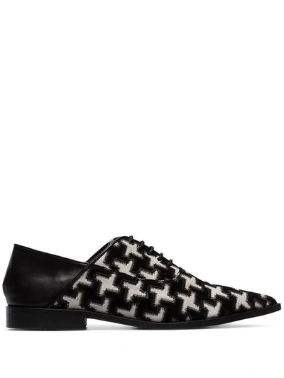 Haider Ackermann Black And White Embroidered Leather Brogues - 黑色 In Black