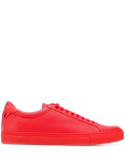 Givenchy Men's Urban Street Perforated Leather Low-top Sneakers In Red
