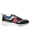 New Balance 997 Suede And Mesh Sneakers In Nero/rosso