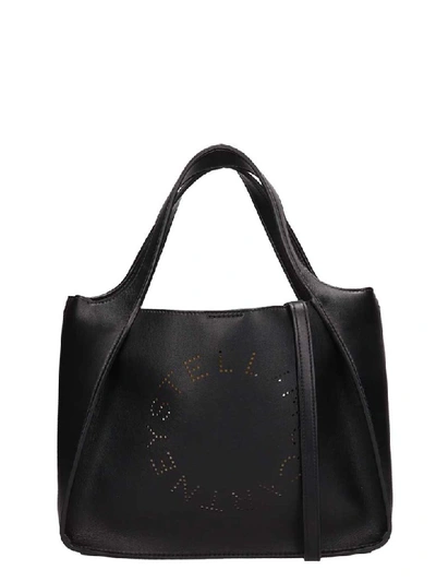 Stella Mccartney Perforated Logo Faux Leather Satchel In Black