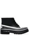 GIVENCHY GIVENCHY BLACK GLASTON FLAT LACE-UP LEATHER ANKLE BOOTS - 黑色
