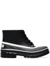 Givenchy Black Glaston Flat Lace-up Leather Ankle Boots In Black