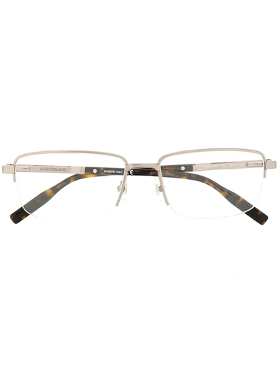 Montblanc Rectangular Frame Glasses In Silver