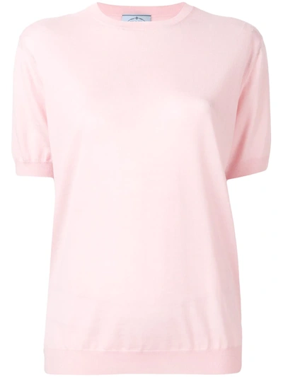 Prada Short Sleeve Sweater In Pink