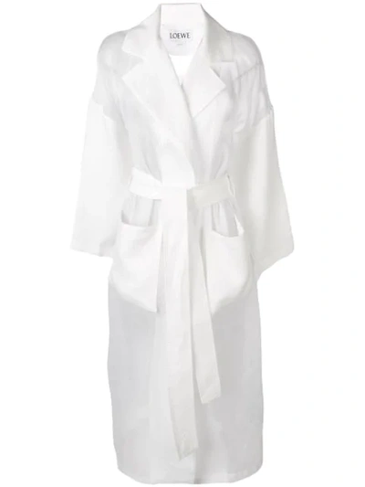 Loewe Panelled Longline Coat - 白色 In White