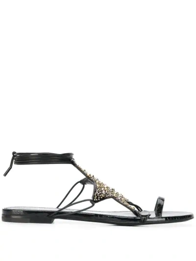 Saint Laurent Embellished Star Sandals - 黑色 In Black