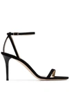 JIMMY CHOO JIMMY CHOO BLACK MINNY 85 STRAPPY LEATHER SANDALS - 黑色