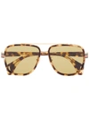 GUCCI YELLOW AND BROWN TORTOISE SUNGLASSES