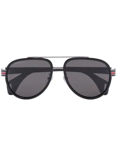 Gucci Black Tinted Lens Aviator Sunglasses
