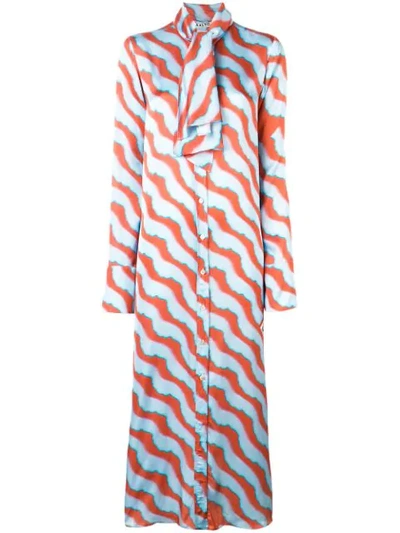 Aalto Striped Maxi Shirt Dress In Red