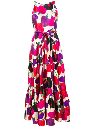 La Doublej Pellicano Americano-print Silk Maxi Dress