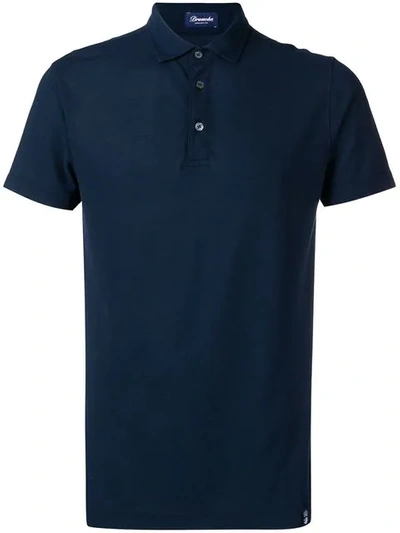 Drumohr Short Sleeved Polo Shirt In Dark Blue