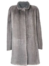 LISKA LISKA STRIPED TEXTURED COAT - 灰色