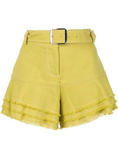 Alexis Jaymes Belted Shorts In Lemongrass
