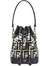 Fendi Mini Mon Tresor Leather-trimmed Plastic Bucket Bag In Black