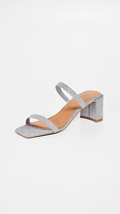 By Far Silver Glitter Tanya Heeled Sandals In White
