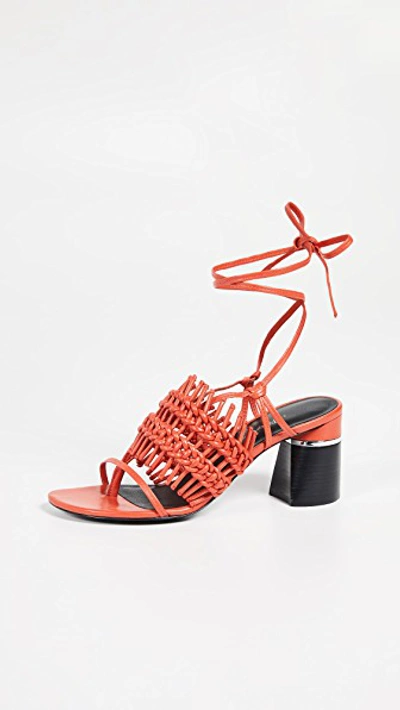 3.1 Phillip Lim / フィリップ リム Drum Ankle-strap Crochet Leather Sandals In Ivory