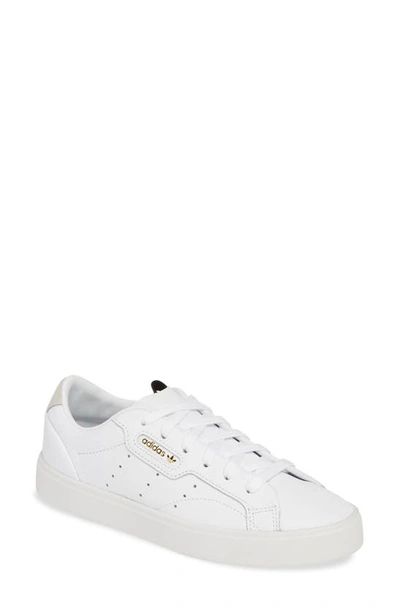 Adidas Originals Sleek Super Suede-trimmed Leather Sneakers In White