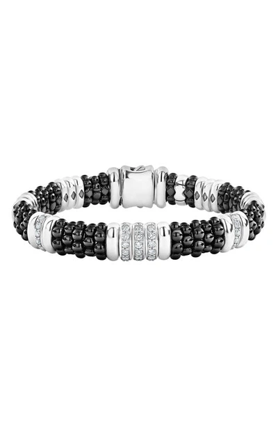 LAGOS BLACK CAVIAR DIAMOND STATION BRACELET,05-81323-CBM