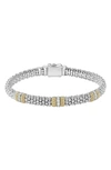 Lagos 18k Gold & Sterling Silver Diamond Lux Three Station Bracelet, 6mm In Silver/ Gold/ Diamond