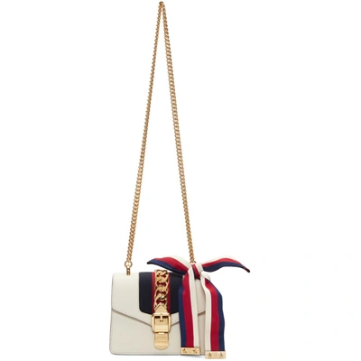 Gucci Sylvie Leather Mini Chain Bag In White