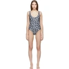 ASHLEY WILLIAMS SSENSE EXCLUSIVE BLACK & WHITE SCRIBBLE ONE-PIECE SWIMSUIT