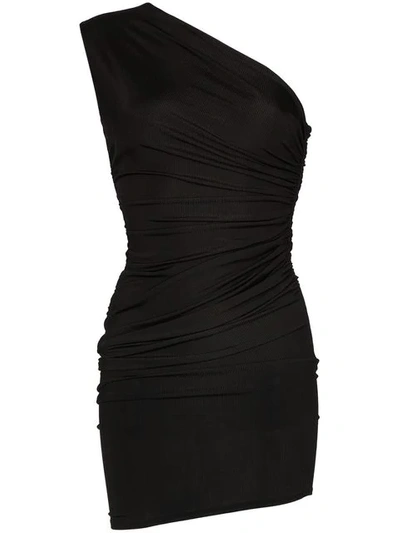 Alexandre Vauthier One-shoulder Ruched Mini Dress In Black