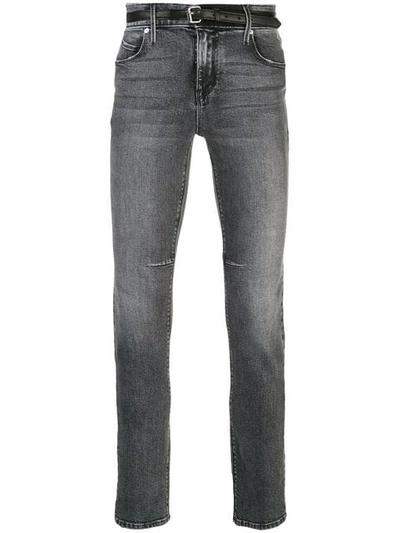 Rta 119 Belted Skinny Jeans In Blue
