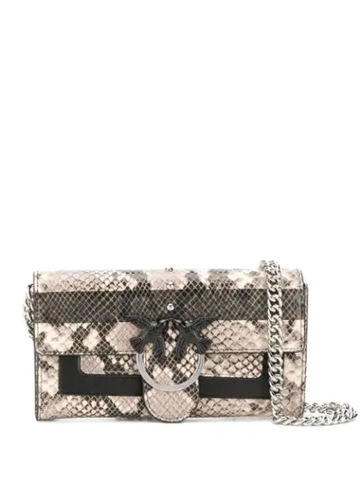 Pinko Love Bag Wallet With Shoulder Strap In Grey